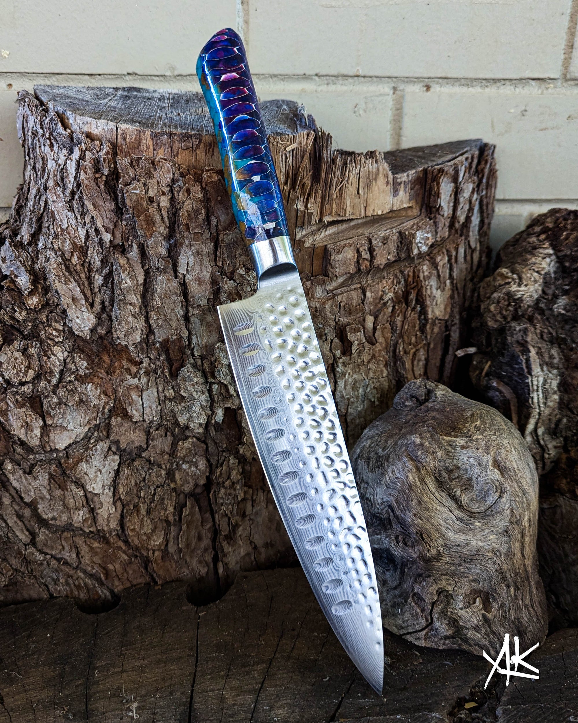 Chef's Knife Honeycomb Aluminium w/ Multi Colour Epoxy 200mm (8")