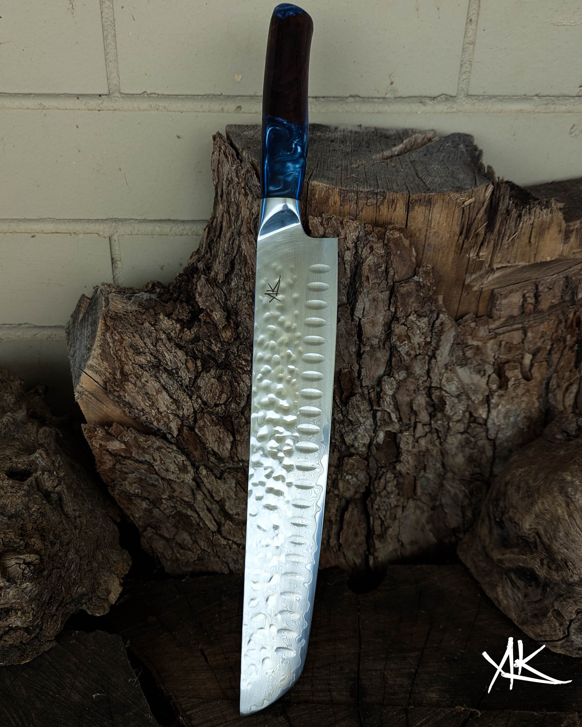 Brisket Knife Mulga w/ Dusty Blue Epoxy 260mm (10.5")