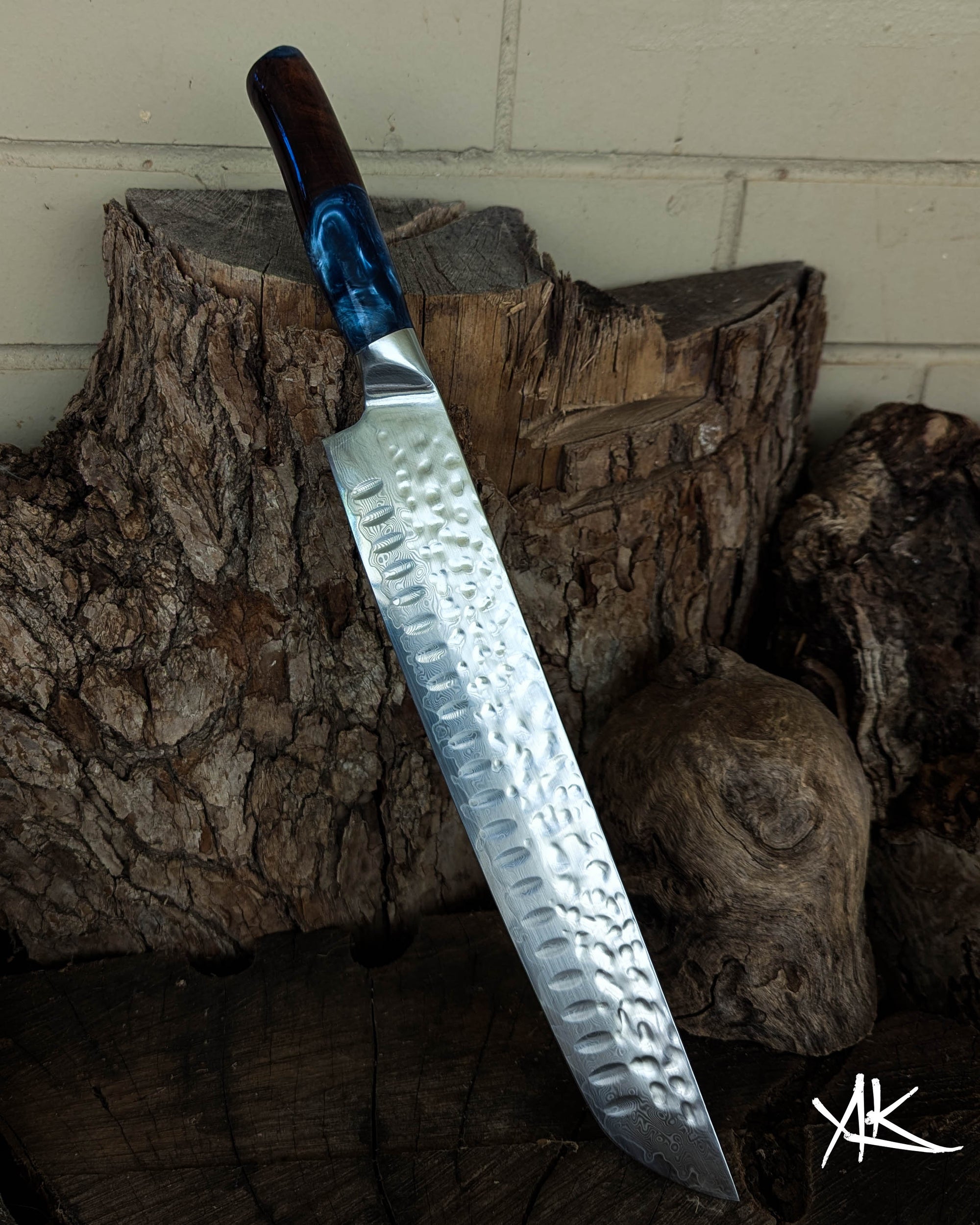 Brisket Knife Mulga w/ Dusty Blue Epoxy 260mm (10.5")