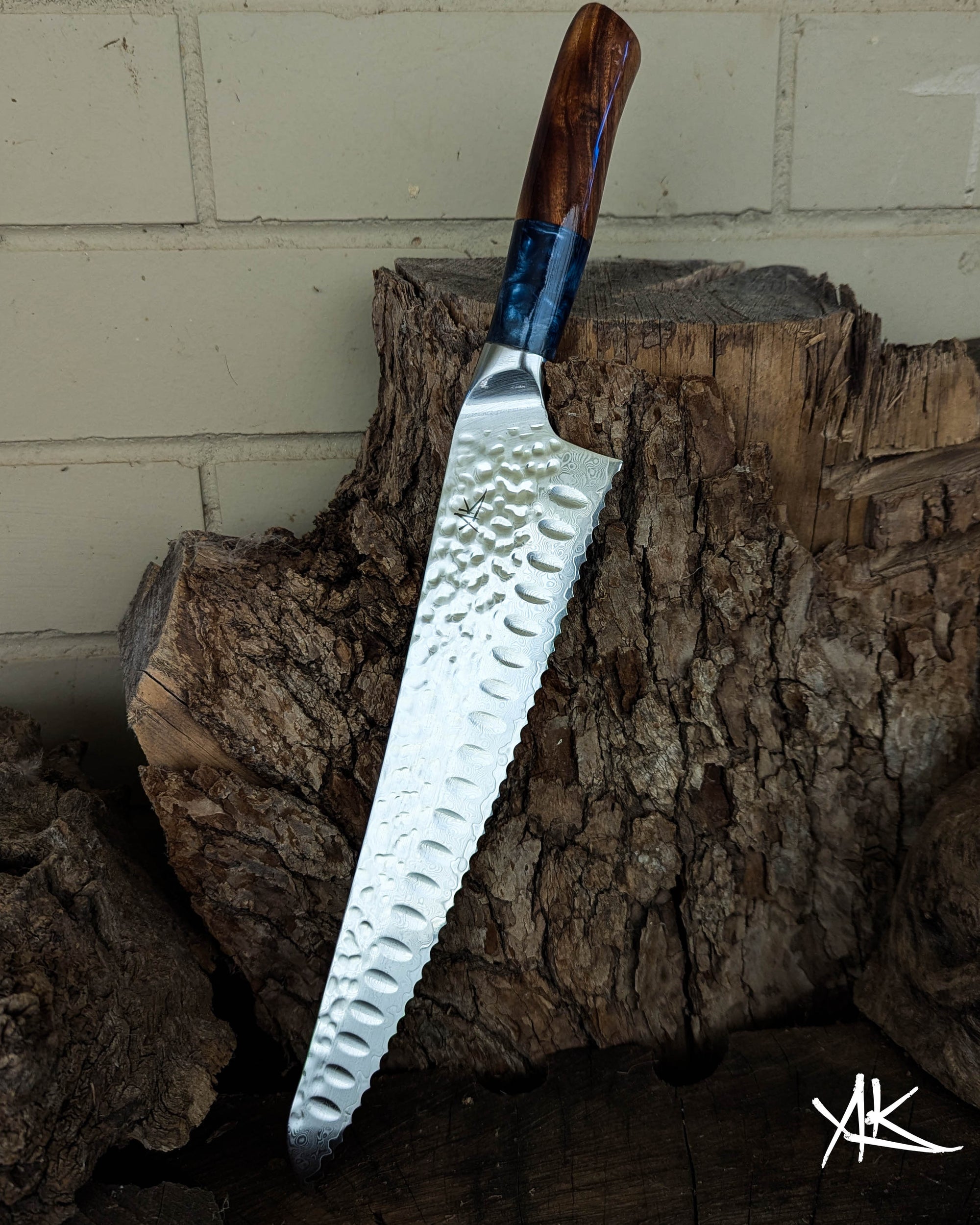 Bread Knife Hickory w/ Dusty Blue Epoxy 250mm (10")