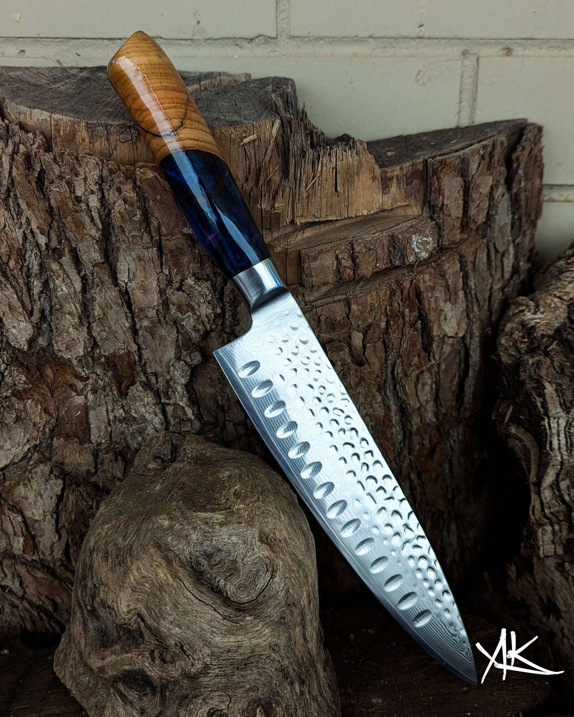 Chef's Knife Olive Timber w/ Multi Colour Epoxy 200mm (8")